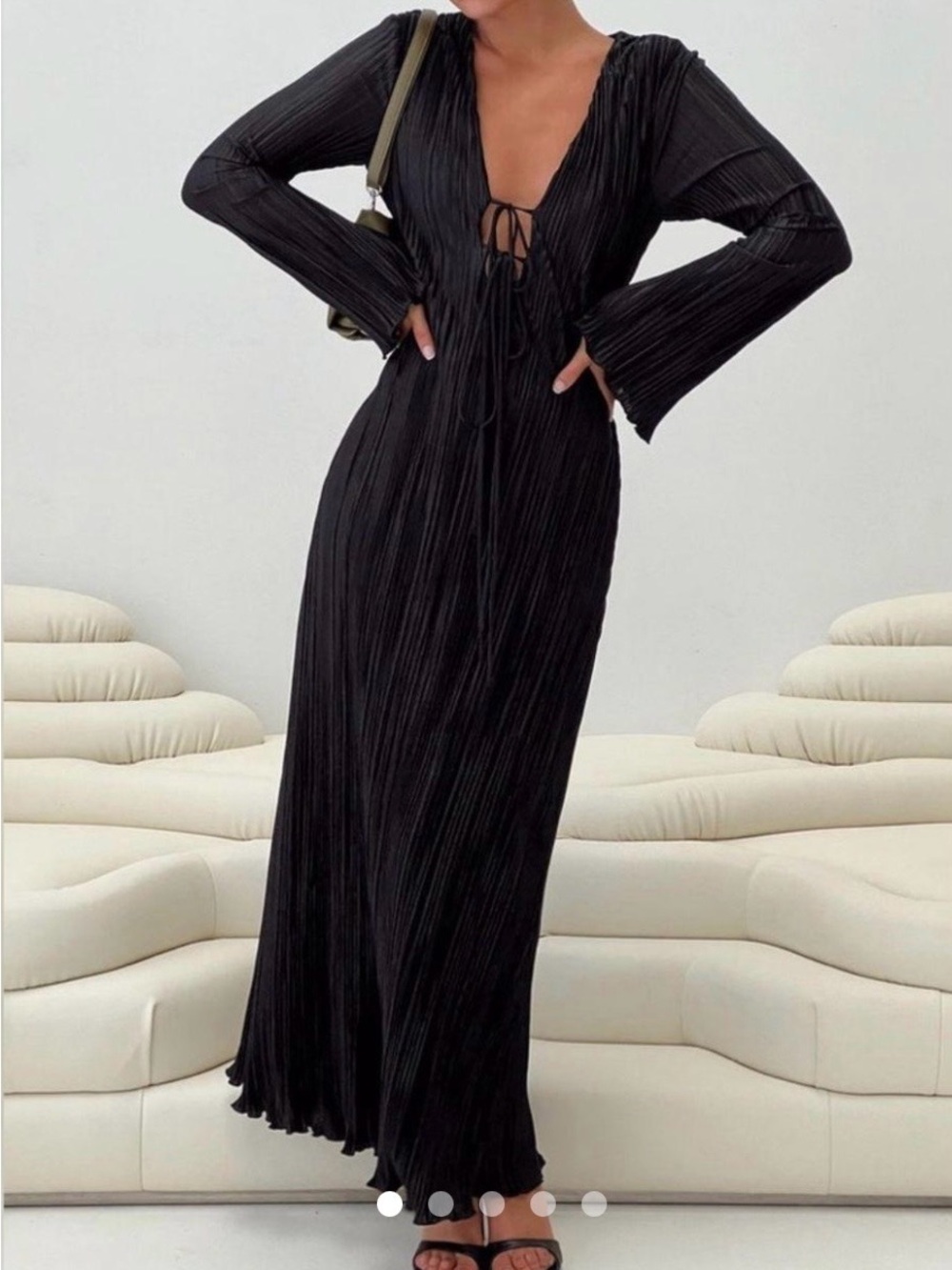 Princess Polly Russel Black Tie-Front Maxi Dress sz 6